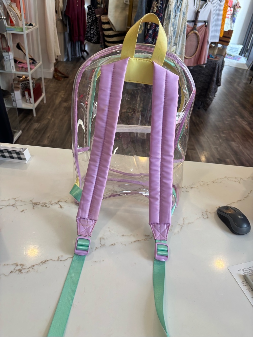 Stoney Clover Lane for target Clear Lilac Backpack with Yellow Handle - Picture 3 of 3